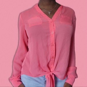 Candie’s Bright Pink Lace Back Blouse